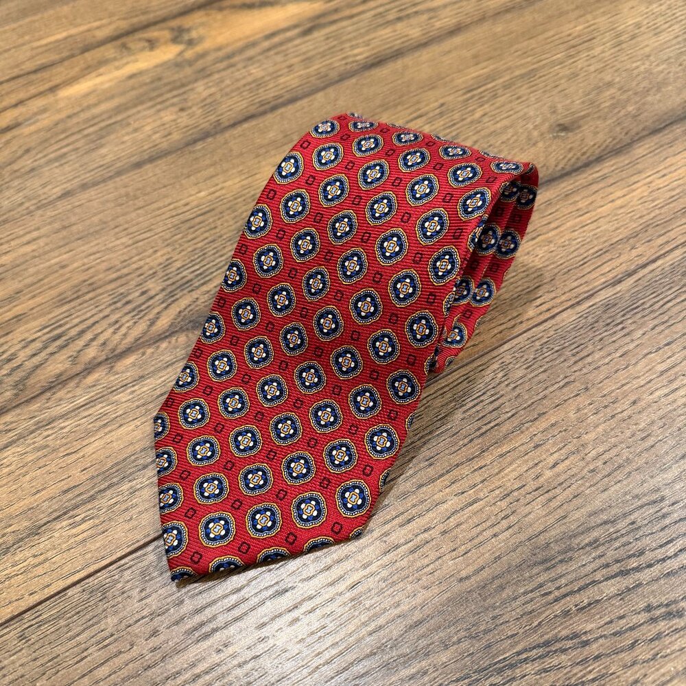 JoS. A. Bank Red Pattern Tie 100% Silk